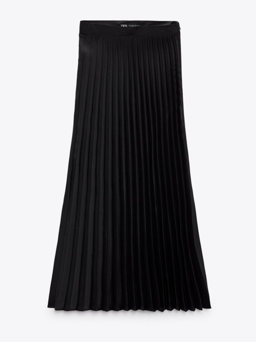 Zara Sleek Pleated Midi Skirt in Black